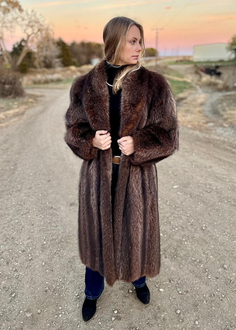 Luxury Mink Fur Long Coat Full Length Stylish Real Shearling