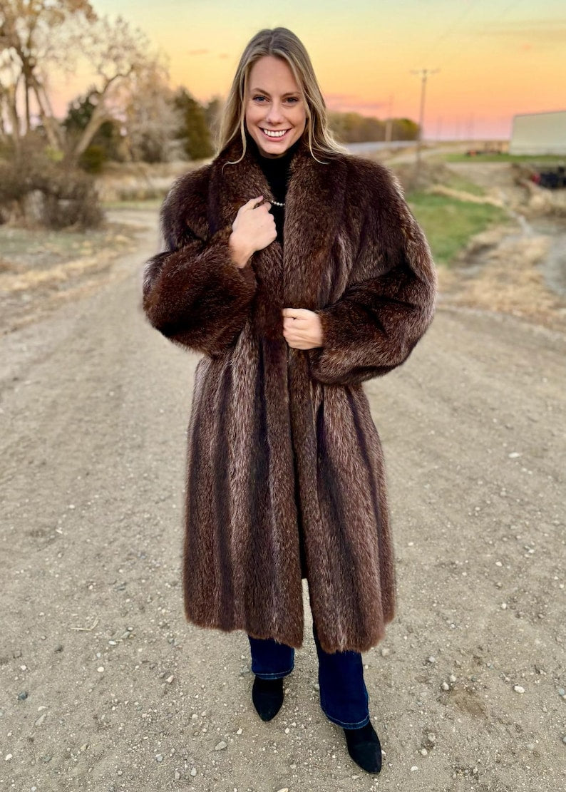 Luxury Mink Fur Long Coat Full Length Stylish Real Shearling